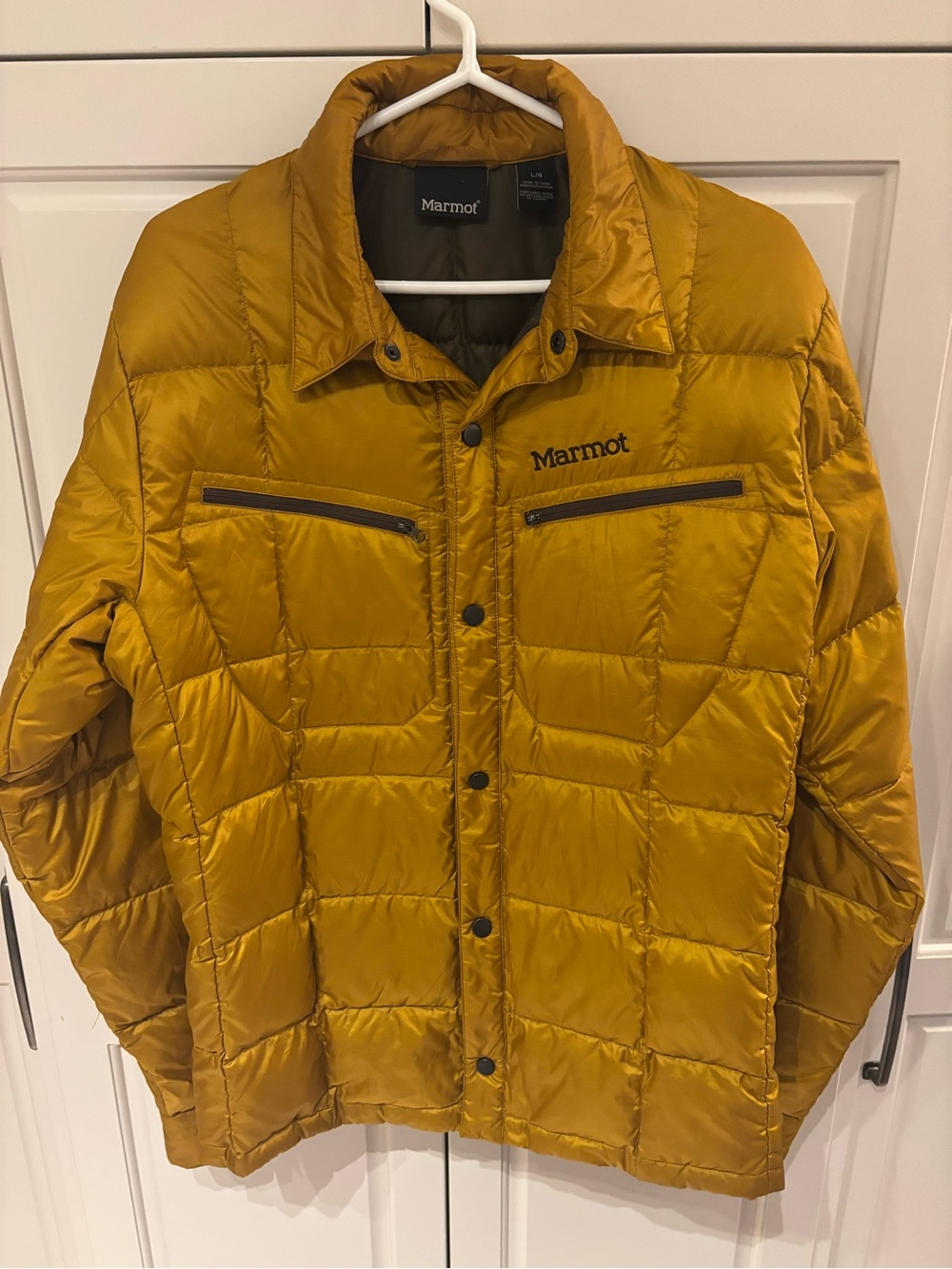 Marmot Men's Mustard Quilted Insulated Jacket large down filled